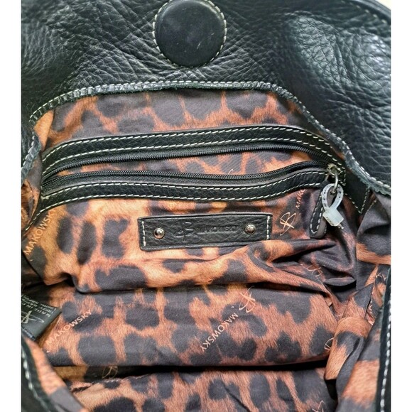 B. Makowsky Black White Lisbon BM6205 Leather Shoulder Bag 14x8x5 Purse 16" Drop - Picture 6 of 8